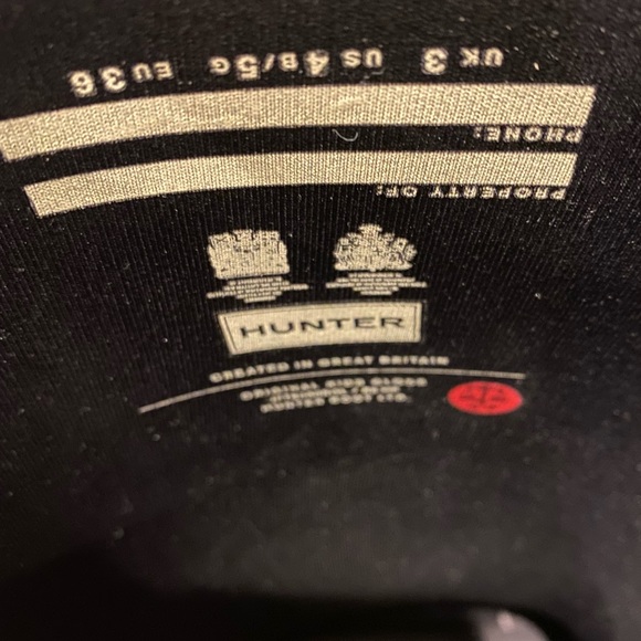 EXCELLENT Condition Kids Hunter Tall Rain Boots Black Gloss Reflective - Picture 12 of 14